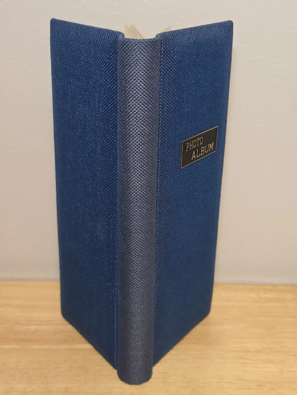 Vintage 70's Hardcover Blue Fabric Textured Slip-In 3.5